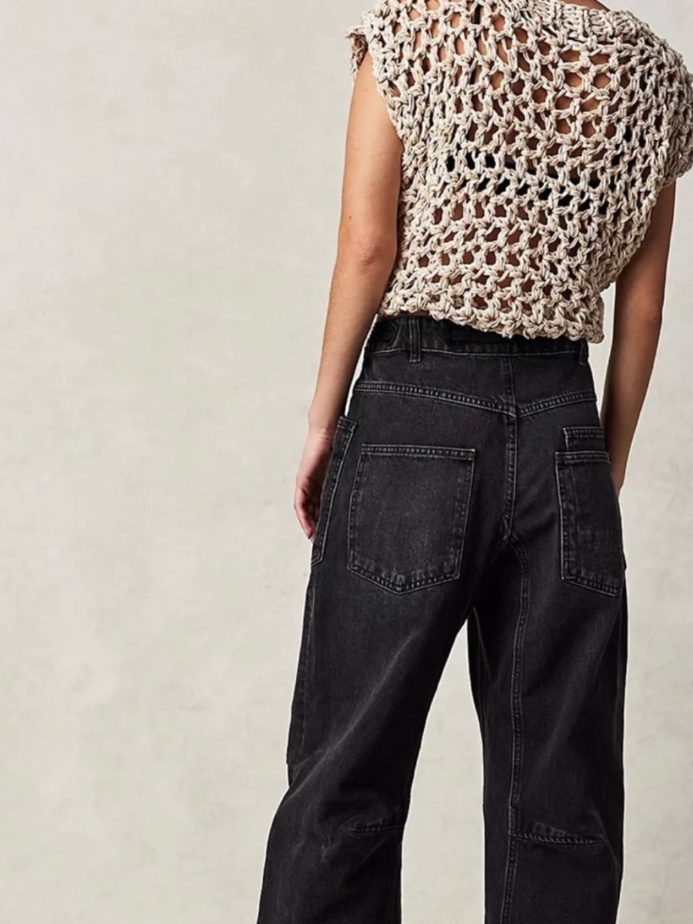 Free People Moxie Low Slung Pull On Barrel Jeans Nighthawk size 30 - Picture 3 of 14